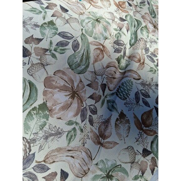 60" Long Oval Table Cloth Fall Thanksgiving Leaves Acorns Pumpkins - Picture 4 of 4